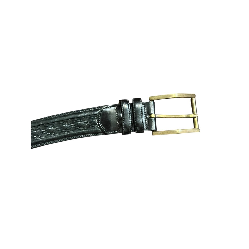 Mezlan Mens Black Braided Leather Belt Made in Spain Brass Buckle 40 M 5813